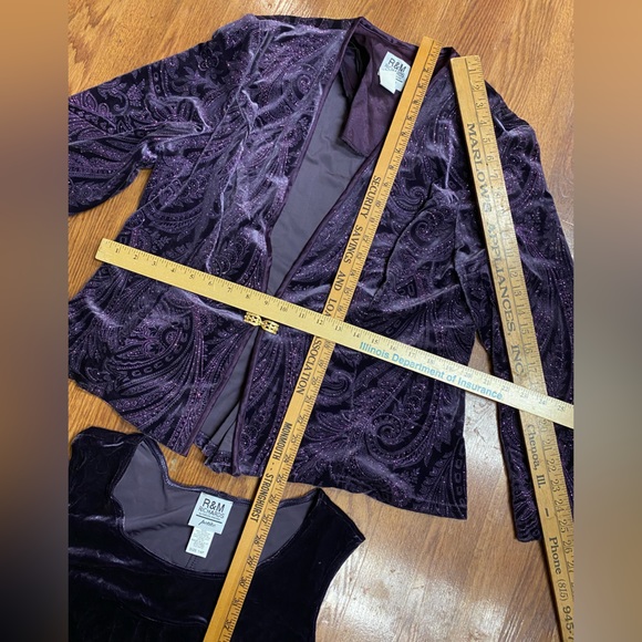 Vintage 80’s 90’s Velvet Dress & Vintage Jacket Set Royal Purple Sparkle Holiday - Picture 5 of 17